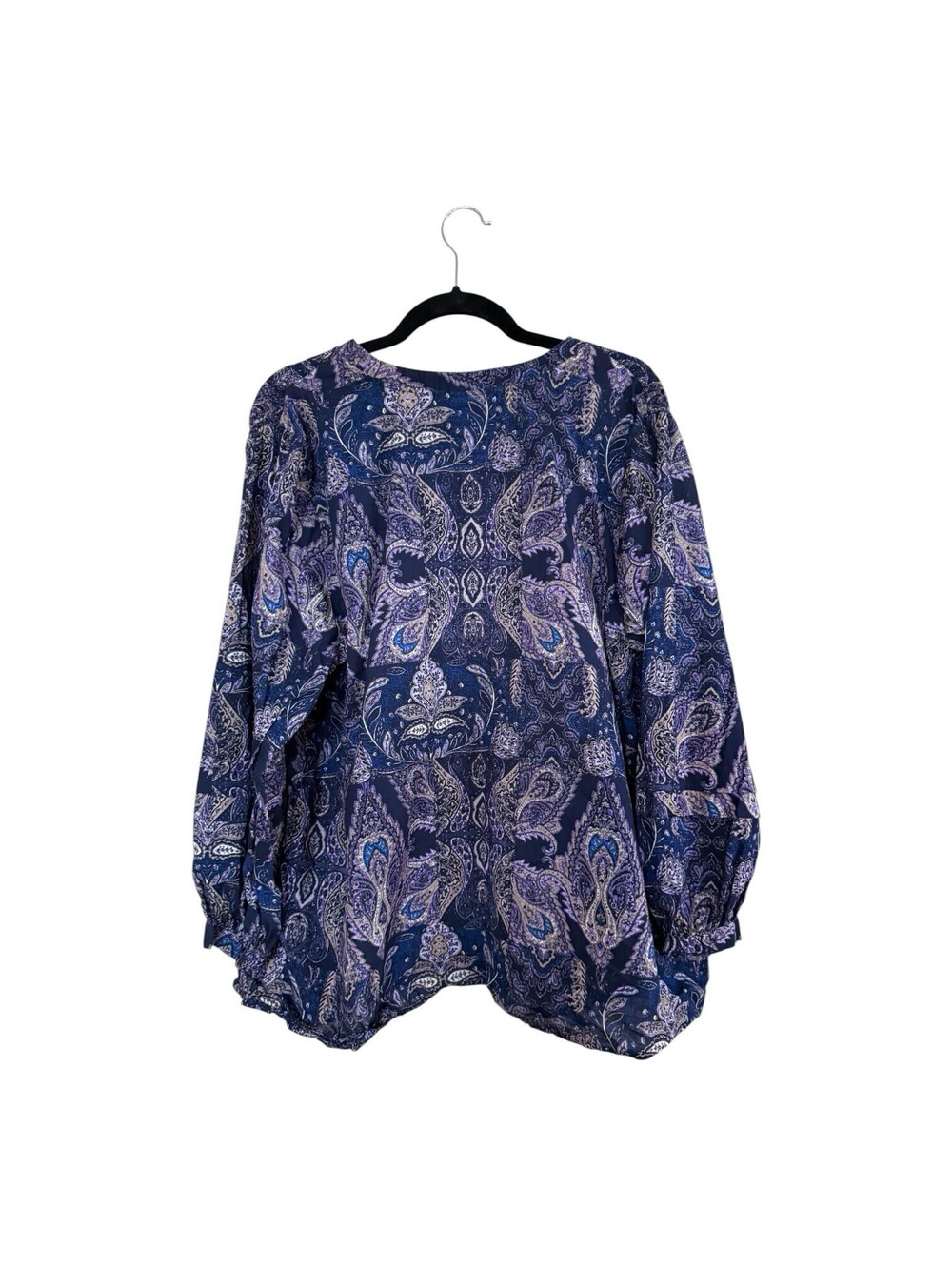 Lane Bryant Blue & Purple Paisley V-Neck Button Front Blouse Sz. 18 Plus - Picture 3 of 7